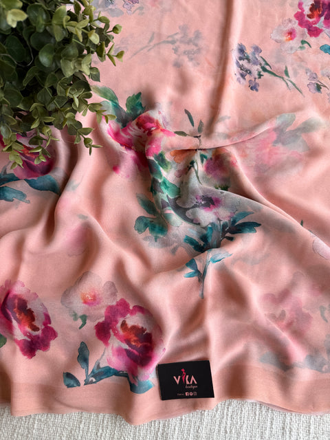 Floral printed georgette saree