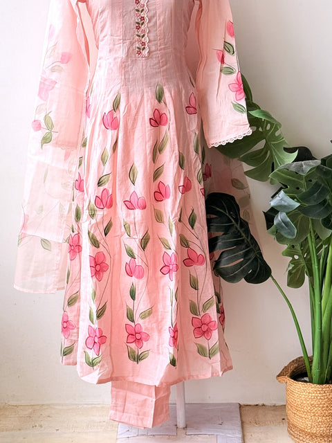 Hand painted anarkali pattern suit set