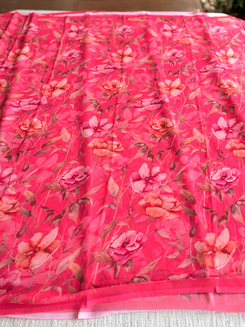 Floral printed georgette saree