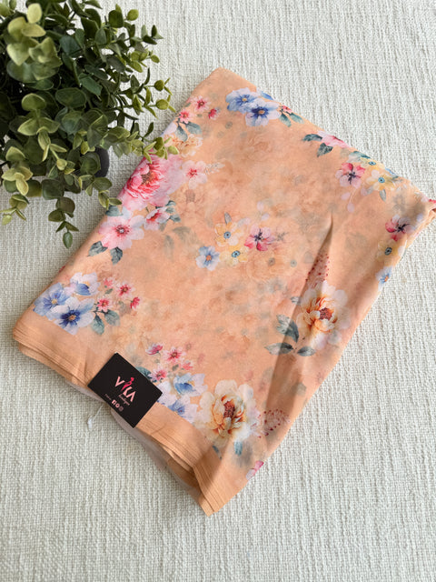 Floral printed georgette saree