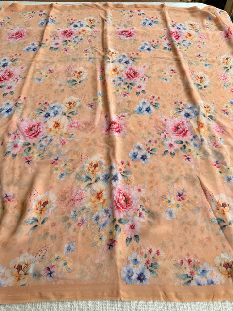 Floral printed georgette saree