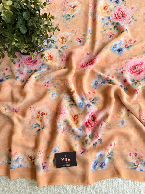Floral printed georgette saree