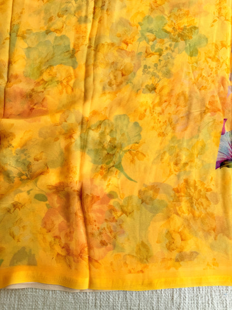 Floral printed georgette saree