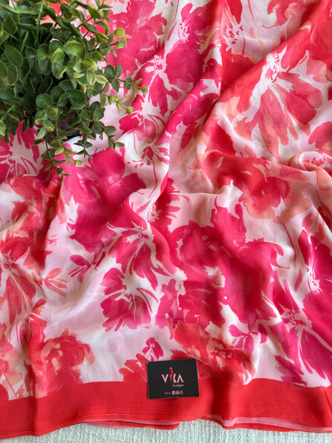 Floral printed georgette saree