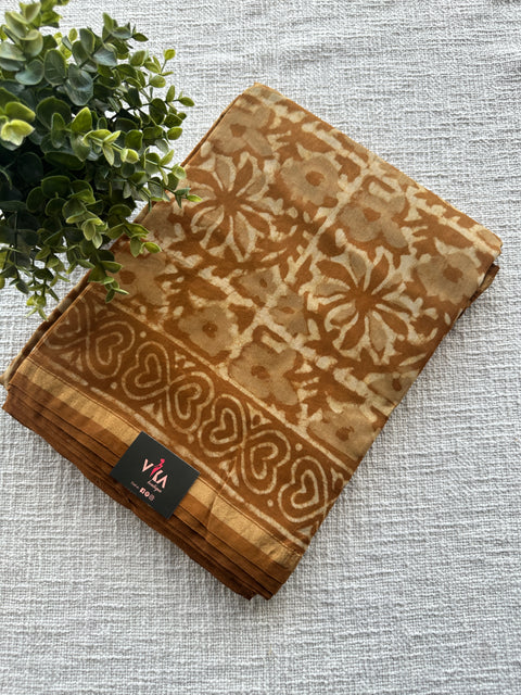 Bagru printed chanderi saree