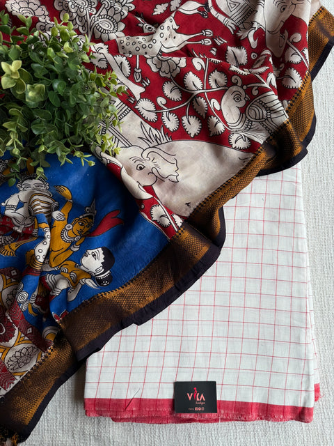 Handloom top with kalamkari dupatta