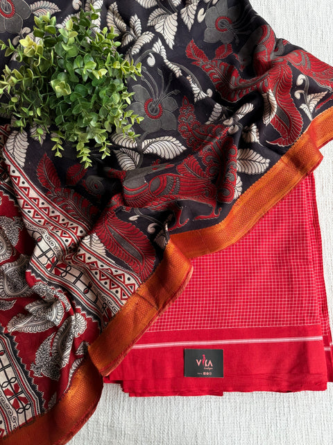 Handloom top with kalamkari dupatta