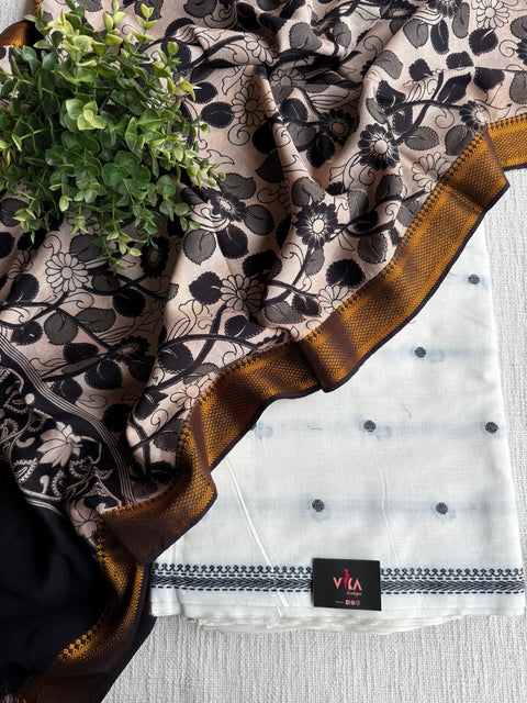 Handloom top with kalamkari dupatta