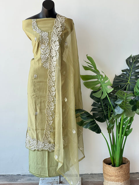 Aari emb work Roman silk salwar material