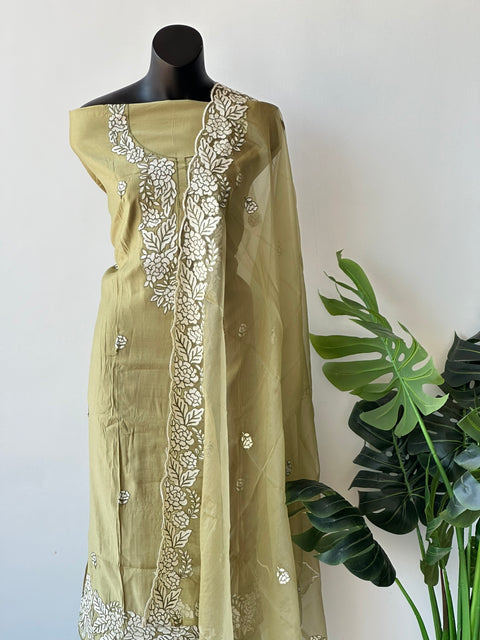 Aari emb work Roman silk salwar material