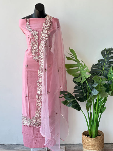 Aari emb work Roman silk salwar material