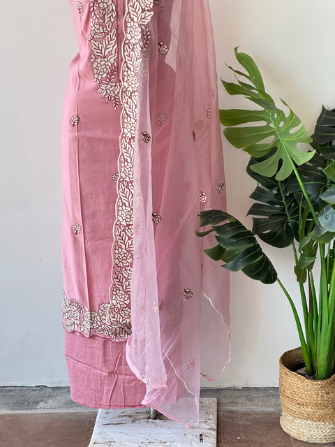 Aari emb work Roman silk salwar material