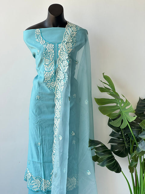 Aari emb work Roman silk salwar material