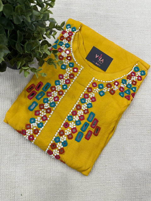 Hand embroidery Rayon kurti