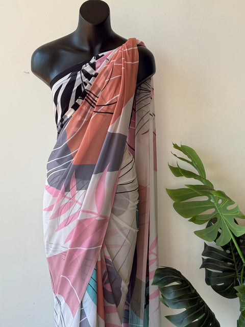 Digital printed faux georgette saree