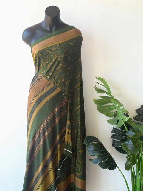 Printed satin crepe saree