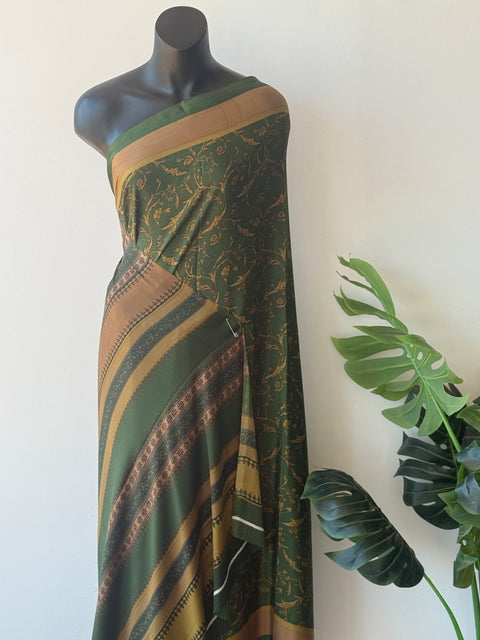 Printed satin crepe saree