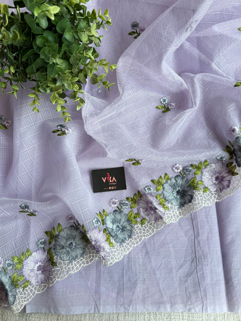 Cut work Embroidery super net saree