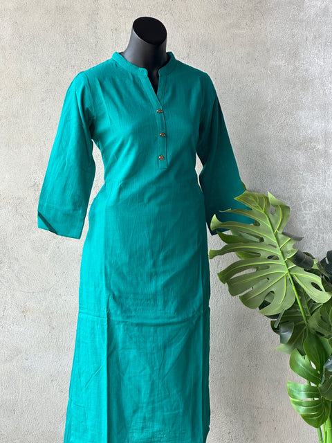 Rama green cotton ready kurti pant set