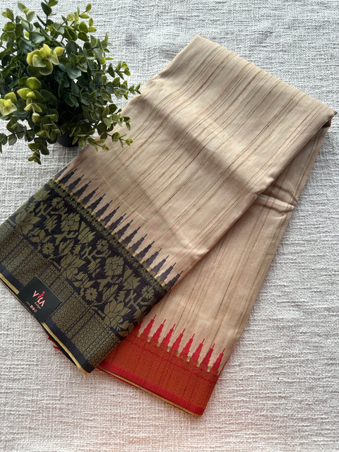 Temple Border Faux raw silk saree