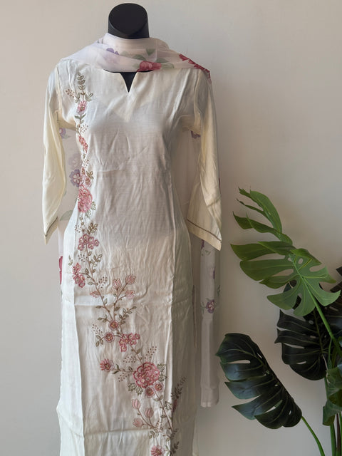 Embroidery Roman silk suit set