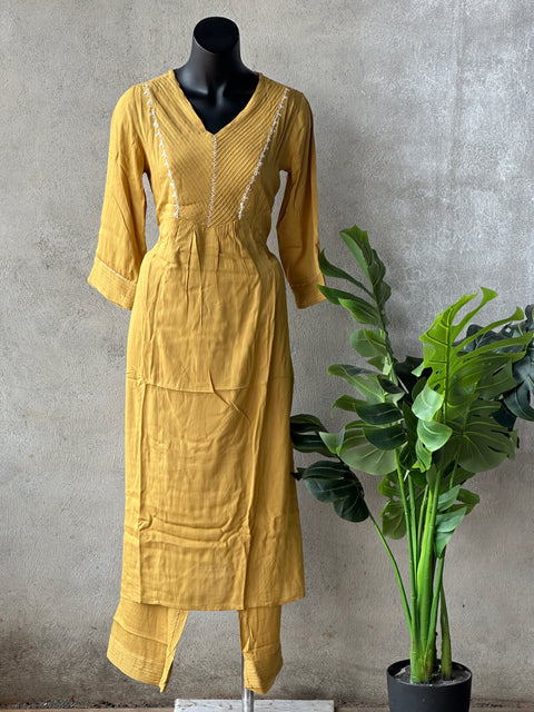 Musturd yellow officewear kurta pant