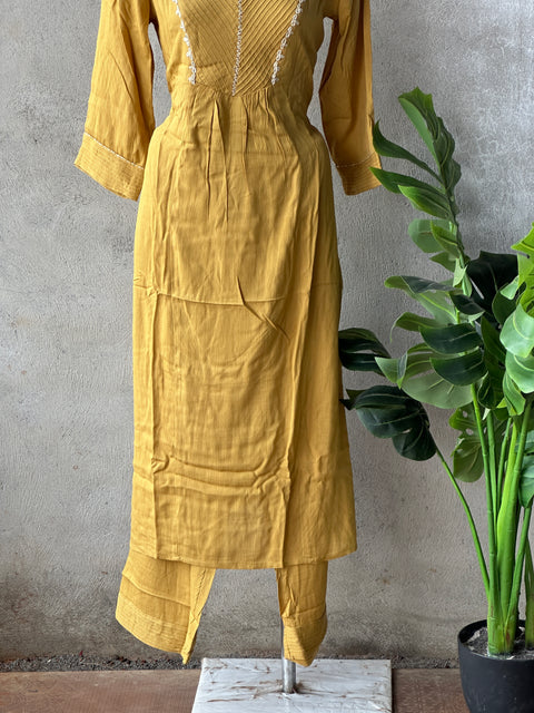 Musturd yellow officewear kurta pant