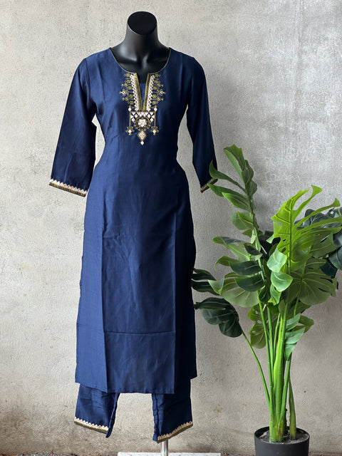 Dark blue officewear kurta pant