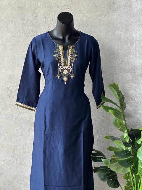 Dark blue officewear kurta pant