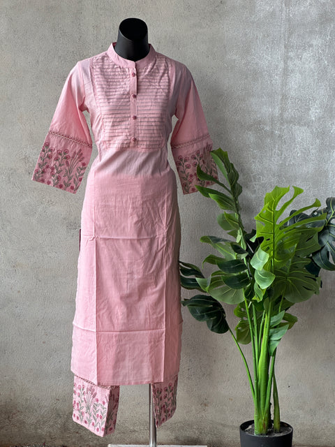 Baby pink officewear kurta pant