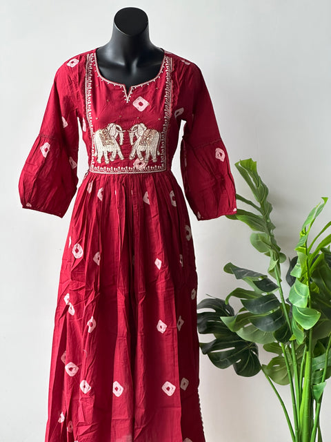 Red Elephant emb printed cotton kurta pant