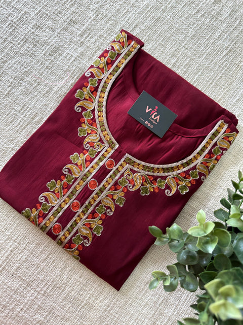 Thread emb Roman silk kurti