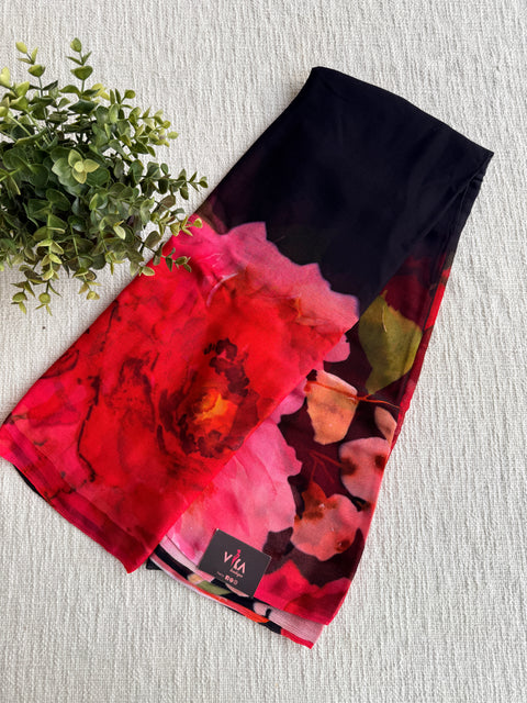 Digital printed pure chiffon saree