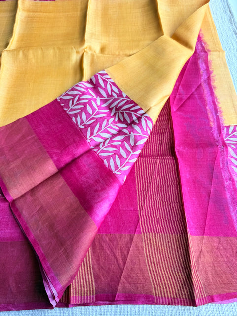 Printed tussar silk saree
