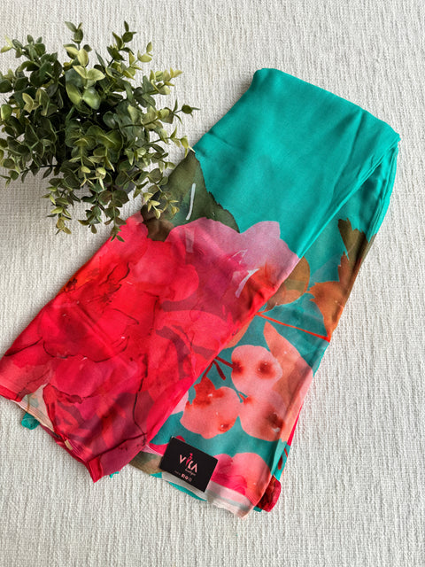 Digital printed pure chiffon saree