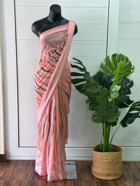 Abstract printed georgette saree