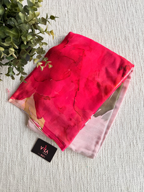 Digital printed pure chiffon saree