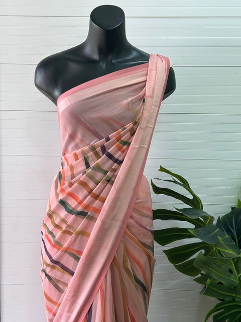 Abstract printed georgette saree