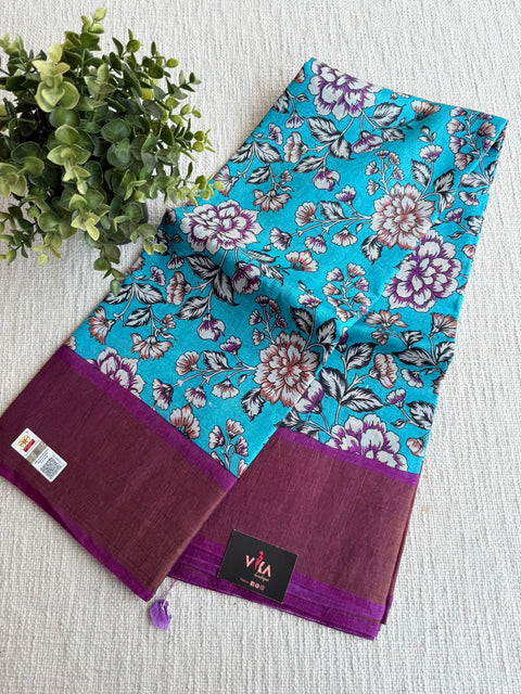 Printed tussar silk saree