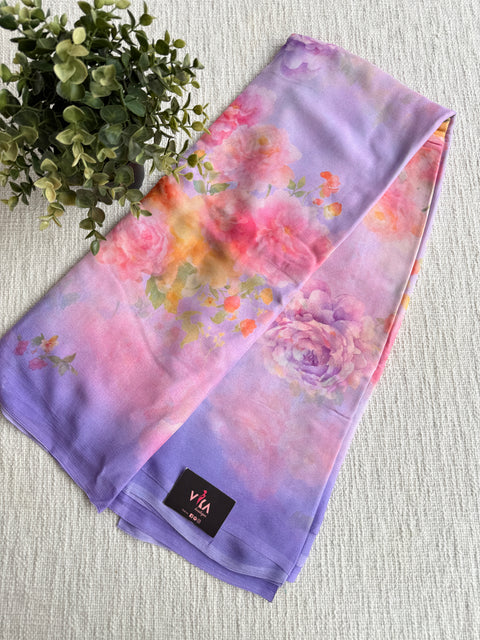 Digital printed pure chiffon saree