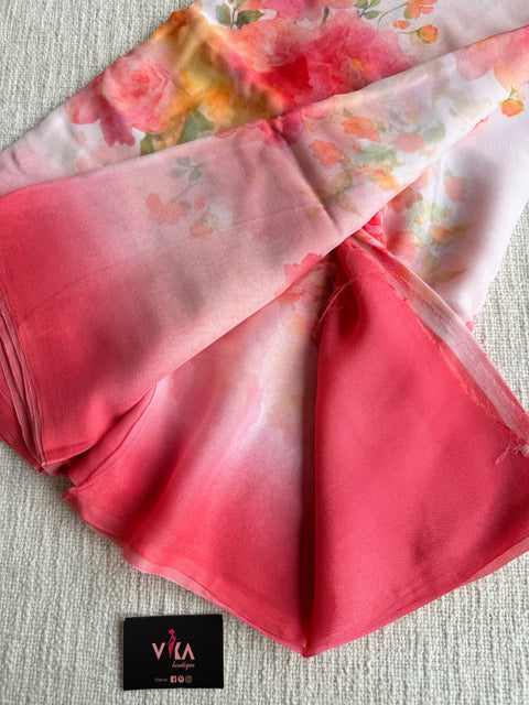 Digital printed pure chiffon saree