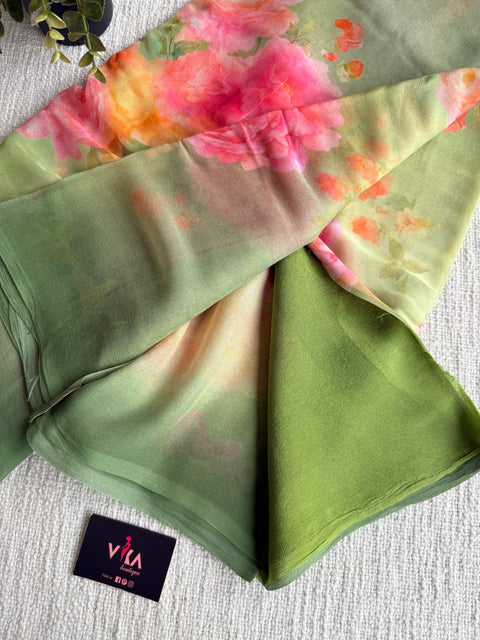 Digital printed pure chiffon saree