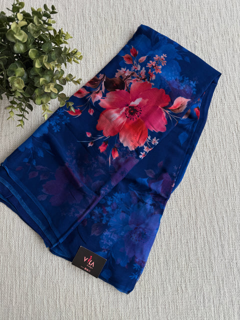 Digital printed pure chiffon saree