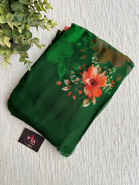 Digital printed pure chiffon saree