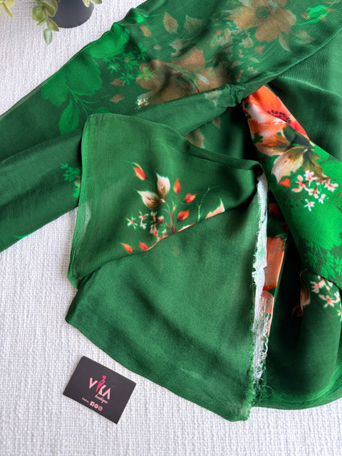 Digital printed pure chiffon saree