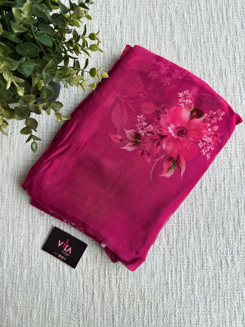 Digital printed pure chiffon saree