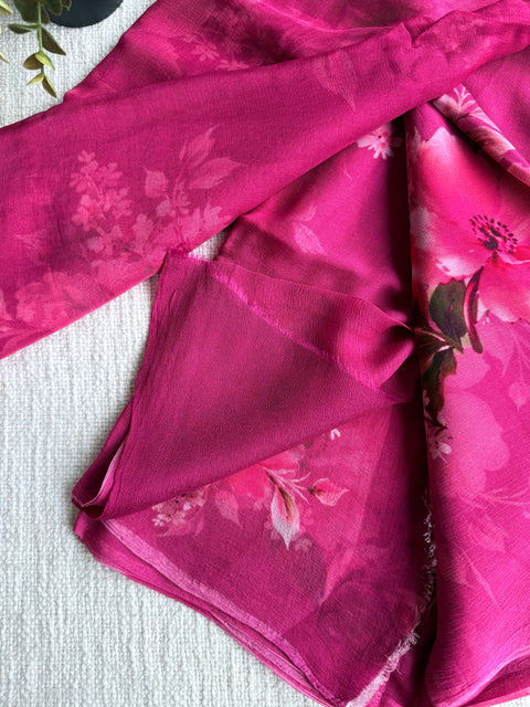 Digital printed pure chiffon saree