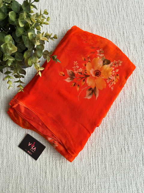 Digital printed pure chiffon saree