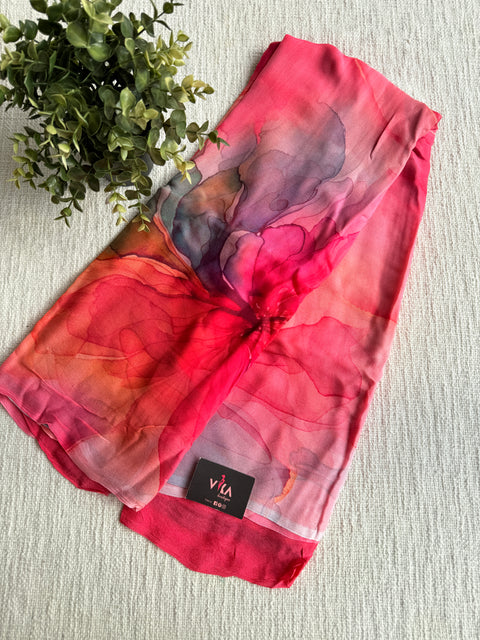 Digital printed pure chiffon saree