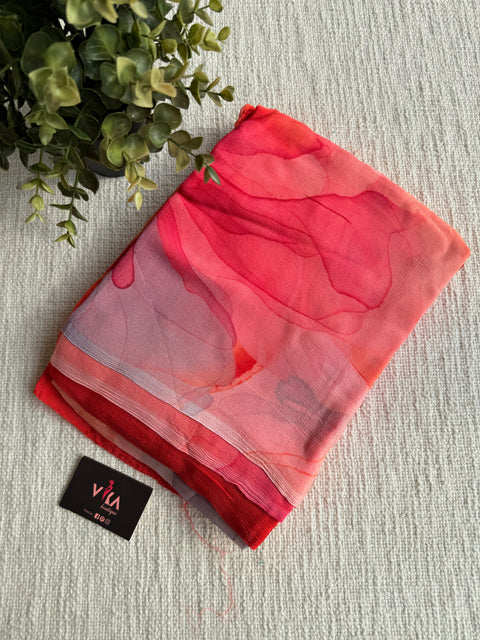Digital printed pure chiffon saree